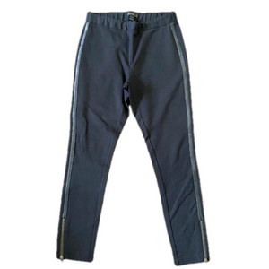 J Crew Black Pixie Pull On Pants Leather Trim Size 2